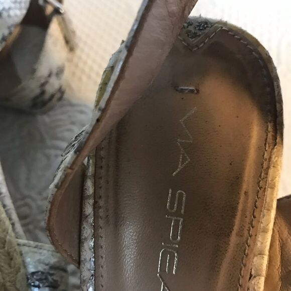 Via Spiga Leather Snakeskin Print Wedge Espadrille - Picture 6 of 6